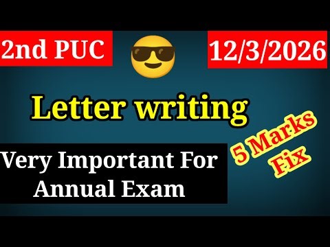 2nd PUC Hindi Letter writing For Annual Exam 2026
