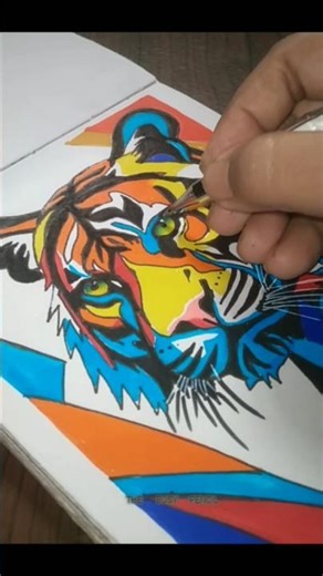 💥🤯Tiger Painting With Brush Pens|Abstract Painting #art #drawing #painting #shorts #tiger #abstract