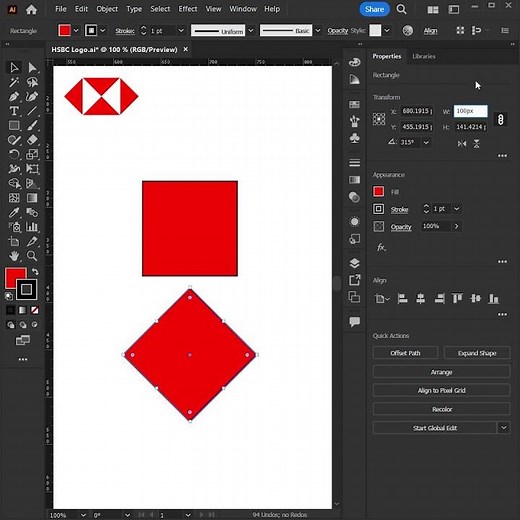 HSBC Logo Recreation in Adobe Illustrator | Short Tutorial