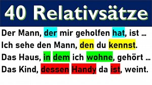 40 Relativsätze im Nominativ, Akkusativ, Dativ und Genitiv #deutsch #learngerman #german #germanlanguage #grammar #deuscthgrammatik #Grammatik #relativsatz #nominativ #akkusativ #dativ #genitiv #NebensatZ | Deutschprüfungen - German Tests and Grammar