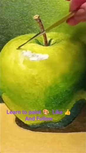 Learn to paint in one week with time-lapse, paint a green apple, it's easy/ #shorts #art #timelapse