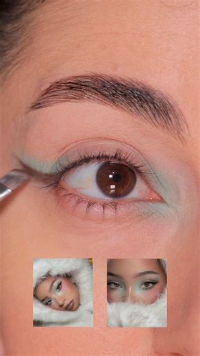 Malvina 💋 Eye makeup tutorials for beginners on Instagram: "Icy mint eye makeup tutorial ❄️ inspired by @alissajanay Products in the video: @freakvilleuk eye brushes E2, E3, E4, E5, E6, E7, D567N lashes (use code ‘MALVINAFREAK’ for a discount) @flowerknows_global The Swettie Bear Collection ‘03 Mint Chocolate’, eyeliner @benefitcosmeticsgreece @benefitcosmetics 24-HR brow setter, @nyxcosmetics_greece lift & snatch brown tint pen ‘espresso’ @elixir.makeup Hd concelaer ‘03’, @colourpopcosmetics p