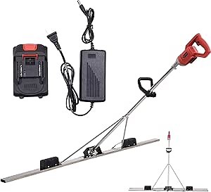 5.9 Ft Concrete Vibrating Tool Power Screed for Concrete Electric Cordless Screed Cement Finishing Vibration Motor Rotation Speed 3000-6000R/Min 21V 60W 2500MA for Achieve Smooth Cement Finishing