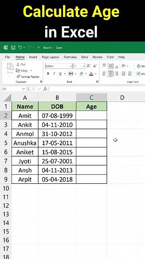 STP Computer Education | Calculate Age In Excel #excel #reels | Instagram
