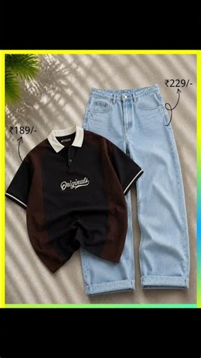 Black Polo T-Shirt and White Baggy Jeans | Old Money Aesthetic | Korean Men's Fashion