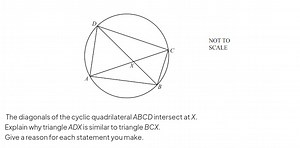 The diagonals of the cyclic quadrilateral A B C D intersect at ... | Filo