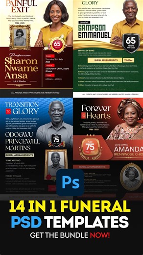 Lucky Berry | 🔥 14-in-1 Funeral Poster PSD Pack Fully Editable • Photoshop Ready Stop stressing over last-minute funeral poster designs. This NEW UPDATE... | Instagram