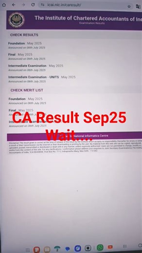 CA Result Sep25 ICAI website Update