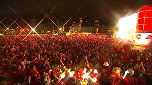 359K views · 16K reactions | Calgary’s Red Lot ERUPTS as the Flames score the game 7 OT winner!       | Tim and Friends | Facebook