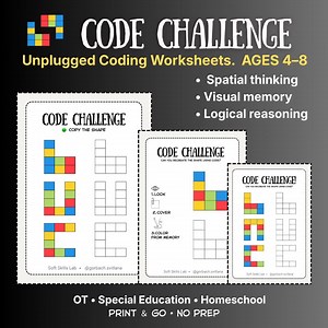 Unplugged Coding Worksheets for Kids Spatial Reasoning Visual Memory Copy Rotate and Memory Coding Activities PDF - Etsy Canada