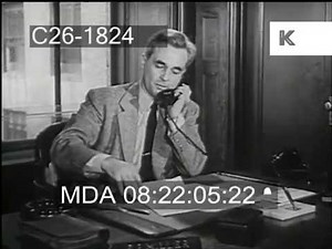 1950 office, man on phone, secretary