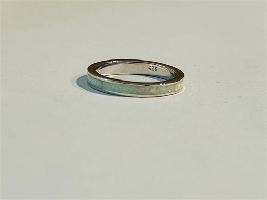 White Opal Silver Eternity Ring | Lone Star Fine Designs