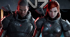 Mass Effect voice actors holding a "special" N7 Day panel