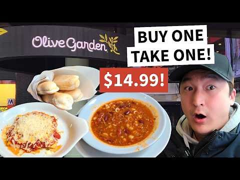 INSANE DEAL! Trying Olive Garden's $14.99 BUY ONE TAKE ONE!