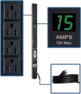 Tripp Lite Metered PDU, 15A, 8 Outlets (5-15R), 120V, 5-15P, 15 ft. Cord, 0U Vertical Rack-Mount Power (PDUMV15-24)