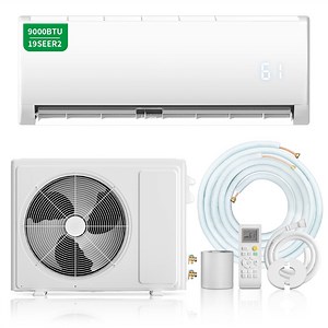 9000BTU Mini Split Air Conditioner Heat Pump,19 SEER2 115V Split ac unit with Remote AC Cool Up to 650 Sq. Ft,Variable Frequency Cooling and Heating，R32 Refrigerant & Installation Kit, White