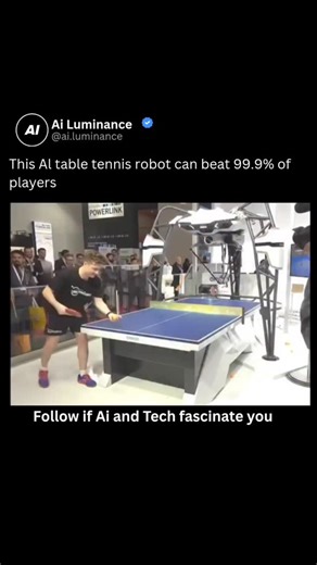 Ai Luminance on Instagram: "Meet Forpheus 🏓🤖 – the AI Table Tennis Robot that’s changing the game! This isn’t just a machine, it’s an AI-powered pro player built by Omron. With cameras, sensors, and machine learning, it studies every swing you make and responds with insane precision. The best part? It learns as it plays. Forpheus reads spin, predicts trajectory, and smashes back like a real opponent. Not just a challenger, but also a coach – showing spin, speed, and techniques on screen to sha