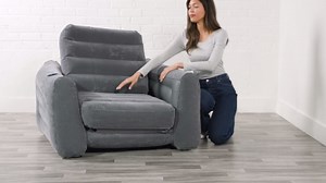 Intex 66551EP Inflatable Pull-Out Chair: Built-in Cupholder – Velvety Surface – 2-in-1 Valve – Folds Compactly – 80" x 91" x 26"