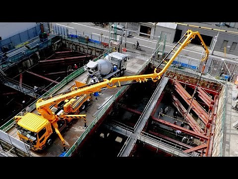4/5UP ｺﾝｸﾘｰﾄﾎﾟﾝﾌﾟ車で生ｺﾝ圧送!!基礎のｺﾝｸﾘ打設作業！