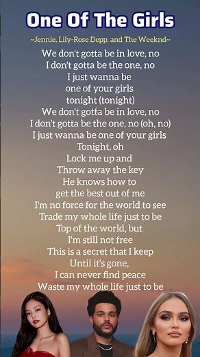 One Of The Girls(lyrics)#jennie​ #lilirose​ #theweeknd​ #oneofthegirls​ #lyrics​ #songlyrics​