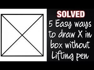 5 EASY ways to draw X in box without lifting pen / how to draw X in box without lifting pen pencil.