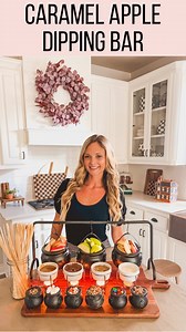 CARAMEL APPLE BAR 🍎 A DIY caramel apple toppings bar is a super easy, fun way to serve apples as a snack, appetizer, or dessert for all your fall party needs. 🎃 The best part? The toppings are totally customizable! What are your favs? 👻🎃 Shopping list: Dips - Caramel bits, milk chocolate chips, white chocolate chips, Reese’s peanut butter cups Apples- Granny Smith and honey crisp Toppings- sprinkles, heath toffee bits, crushed pretzels, crushed pecans, mini marshmallows, mini m&ms I linked e