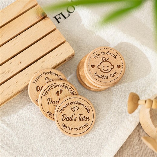 Personalized Parents Decision Coin,wooden New Parent Decision Flip Coin,dads/moms Turn Decision Coin,baby Shower Gift,baby Decision Making - Etsy
