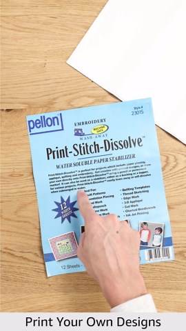 Pellon 2301S Print-Stitch-Dissolve Stabilizer for Embroidery, White, 8.5" x 11", 12 sheet ( Pack of 1 )