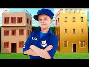 Roma and Cardboard Prison Escape Adventure - Videos For Kids