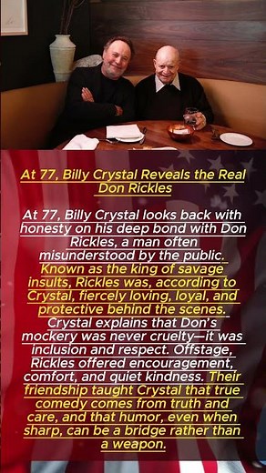 At 77, Billy Crystal Reveals the Real Don Rickles