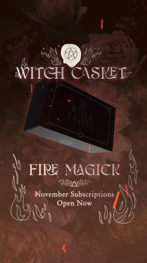 Witch Casket – Nov 2025 – Fire Magick 🔥🌙✨ Harness the transformative, purifying, powerful energy of fire! 🔥 Unbox a Casket filled with enchanting spells and altar ware associated with the element of fire! 🕯️✨ Sending love, Deb & Ella x | Witch Casket