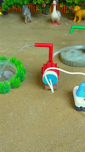 Mini hand pump project water with supply motor drinks rhino duck farm #waterpump #shorts #687
