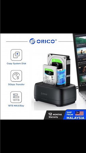 ORICO SATA to USB3.0 Dual Bay HDD Docking Station with Offline Clone HDD Adapter (DD28U3)