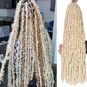 Beverlee Blonde Butterfly Locs Crochet Hair 30 Inch Distressed Faux Locs Pre-looped 613 Goddess Locs Crochet Braids Handmade Extended Soft Locs For Women Extensions (6 Pack 613#)