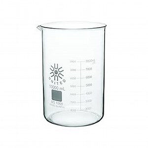 United Scientific™ (10,000mL) 10 Liter Beaker - Low Form Griffin, Double Scale Graduation, 3.3 Borosilicate Glass Beaker with Pour Spout, Beaded Rim and Autoclavable, 1 Each