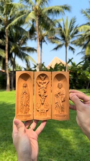 💥A Sacred Centerpiece. Mini Altar Table – Perfection in every detail. 👉Don't just admire it, experience it! ---------------- ✅Order now: https://catholicwoodart.com/products/wooden-triptych-altar-for-family #catholicaltar #minialtar #catholic | Catholic Wood Art