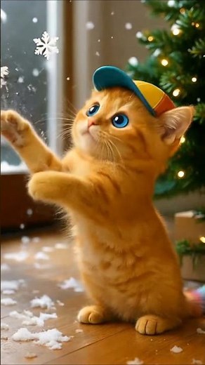 Kitten tries to catch a snowflake… and fails adorably ❄️😂 | Swiku’s winter chaos #aicat #cat #swiku