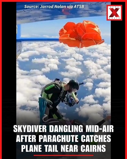 NewsX World on Instagram: "#Watch | Heart-stopping footage released Thursday by Australian authorities showed the moment a skydiver was left dangling thousands of metres in the air after their parachute caught on the plane's tail The skydiver survived the incident, which occurred south of Cairns during a stunt in September but has only just been revealed following investigations by the transport safety watchdog #NewsXworld"