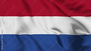 4K Ultra Hd 3840x2160. A beautiful view of flag video. Holland flag wave. 3D flag waving video animation. Netherlands flag animation.