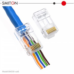 [Hot Item] Through Hole Connector RJ45 Plug UTP Cat5 CAT6 UTP RJ45 Pass Through Connector