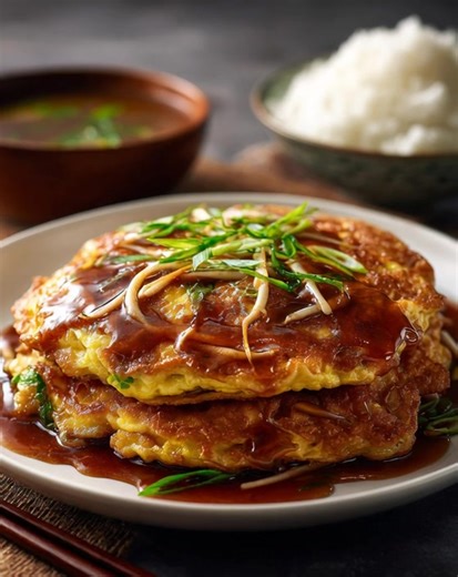 Delicious Egg Foo Young with Savory Gravy (Better Than Takeout) Fluffy golden omelets packed with veggies and your choice of chicken or shrimp, topped with a silky homemade gravy, an easy, protein-rich dinner that’s always a hit. Ingredients: Egg Foo Young: 7 eggs 1 tbsp soy sauce 1 tsp garlic powder ¼ tsp black pepper 2 cups bean sprouts ½ cup diced onion or green onions 1 tsp sesame oil (optional) Oil for frying Optional Add-ins: 1 cup shrimp (for Shrimp Egg Foo Young) 1 cup shredded chicken (
