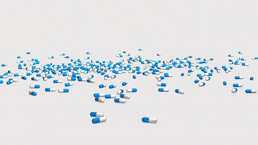 Animation of pills falling down | Free Stock Video Footage