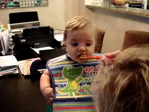 Baby Eats Meat for First Time- Funny Reacts
