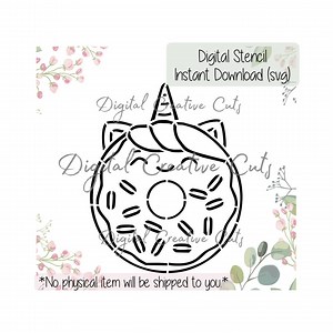 Unicorn Donut PYO Cookie Stencil Digital Download SVG Format File Personal Use Only. - Etsy