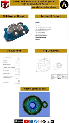 Design & Analysis of a single Stage Helical Gearbox #gearbox #helicalgear #ansys #solidworks #design