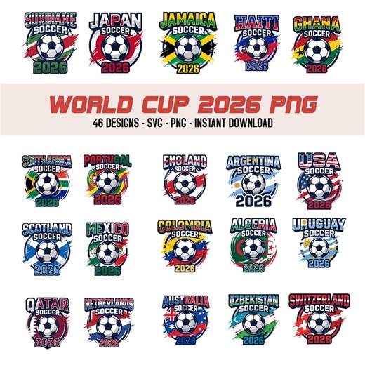 World Cup 2026 Countries PNG Bundle, International Soccer Country Designs, 44 Football Nations Clipart, USA Canada Mexico - Etsy