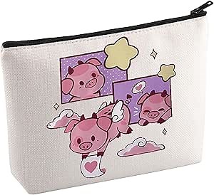 KUIYAI Cartoon Merchandise Cosmetic Bag Fat Nugget Valentine Makeup Bag Fat Nugget Lover Gift Dust's Pet Gift For Anime Lovers(PinkPigMakeup)