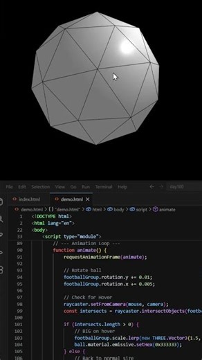 Amazing 3d Ball Using HTML CSS JavaScript #coding #shorts #viralvideo