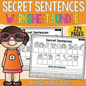 Secret Sentences Worksheets BUNDLE - Decodable Sentences - Science of Reading