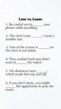 Lose vs Loose | Stop This Common English Mistake | Learn the Correct Meaning and Usage Fast!!